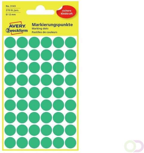 Avery Zweckform Avery Ronde etiketten diameter 12 mm groen 270 stuks